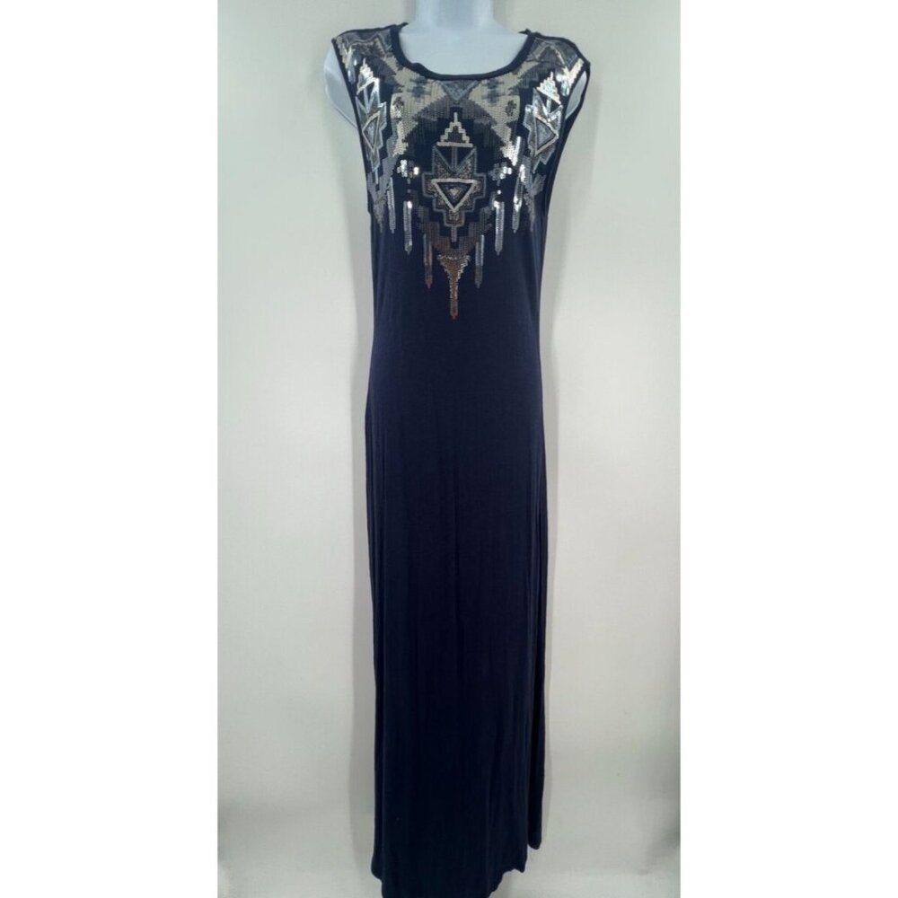 Express navy blue sequin Aztec dress size small